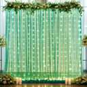 10ft x 10ft Hunter Green Tulle Photo Backdrop Curtain with Lights String for Christmas Party Sheer Curtain Backdrop Drapes for Birthday Party Holiday Wedding Photo Booth Background Room Decorations