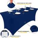 Smiry 2 Pack Spandex Table Cloth 4FT, Elastic Fitted Stretch Tablecloths, Washable and Wrinkle Free Rectangular Patio Table Cover for Outdoor, Wedding, Banquet & Parties (Navy, 48Lx30Wx30H Inch)