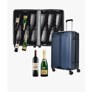 Wine Suitcase for Flying, TSA Approved wine suitcase for airplanes 12 bottle, wine luggage for airplane travel Bottle Suitcase for Airplane Travel Liquor Carry Waterproof Design (Blue)
