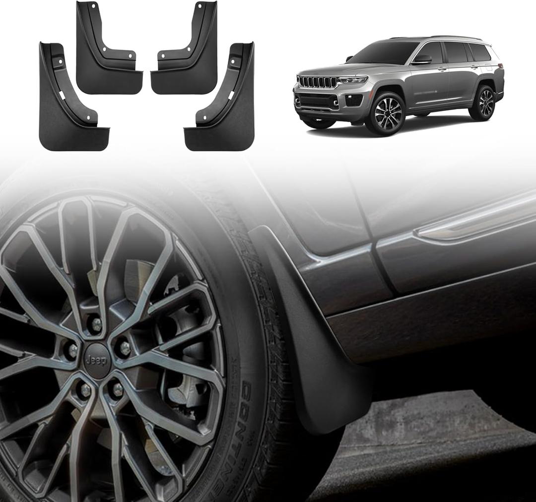 Muslogy for 2021-2025 2026 Grand Cherokee L 3Row Seat Mud Flaps Fender Mud Guard Front & Rear 4PCS Set No Drilling Required Compatible with Jeep Grand Cherokee L 2026 2025-2021 GCL Accessories