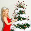 6 Pieces Christmas Tree Picks Sprays Christmas Tree Topper Decoration Glitter Ball Toppers for Christmas Tree Wreath Decoration Party Home Supply (Style C)