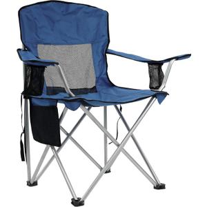 HULKFIT Folding Camping Chairs, Portable Outdoor Beach Lawn Chair for Adults with Carry Bag & Built-in Cup Holder, Casual Foldable Chair for Picnic Fishing Garden,Navy Blue