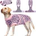 Kuoser Dog Surgery Suit, Comfy Dog Recovery Suit Female Doggie Onesie for Surgery, Post-Op Onesie for Female & Male Dogs, Soft Protective Wear, PinkLeopard XL (XL (Back:20.1-24.8'', Weight:42-75 LB))