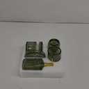 EMPO 6PCS Bathroom Clear Glass Accessories Set (Lotion Soap Dispenser, Soap Dish, Toothbrush Holder, Tumbler, Cotton Swab Jar), Contemporary Modern Decor Crystal Vintage Gift (6pcs Green)