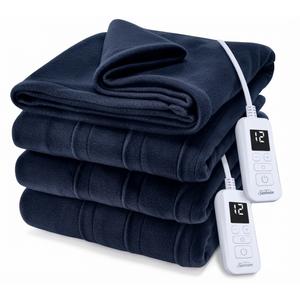 Sunbeam Royal Ultra Fleece Heated Electric Blanket King Size, 90" x 100", 12 Heat Settings, 12-Hour Selectable Auto Shut-Off, Fast Heating, Machine Washable, Warm and Cozy, Blue