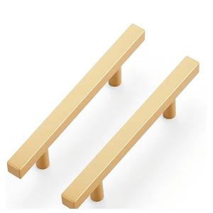 Ravinte 30 Pack Brass 3 Inch Hole Center Champagne Gold Handles Square Cabinet Hardware Stainless Steel Pulls for Kitchen Cupboard Drawers 5 Inch Overall Length