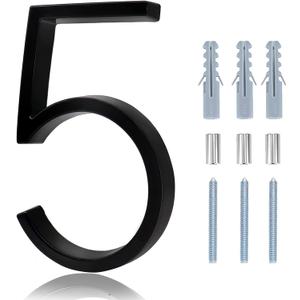 Numbers For Address On House - 5 Inch Floating House Numbers With Nail Kit And Instructions Easy To Install, High Gloss Black Number 5