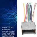 Stereo Wiring Harness, Car Speaker CD Player Modified Tail Line Connector, Plug and Play Waterproof Heat-Resistant Adapter, Compatible with Chevrolet Chrysler Hummer Buick Suzuki (Gray)