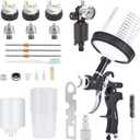 HVLP Air Spray Gun- 10pcs 600cc Mixing Cup, 1.4/1.7/2mm Nozzles, Spray Paint Gun with Air Compressor Regulator, Automotive Paint Sprayer Gun, Paint Gun for House Painting, Auto Paint, Car, Furniture