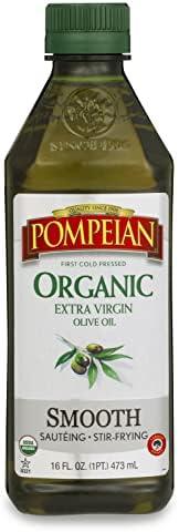 Pompeian USDA Organic Smooth Extra Virgin Olive Oil, Contains Polyphenols, First Cold Pressed, 16 Fl Oz, Best By: 10/25
