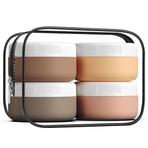 Travel Containers for Toiletries, Silicone Cream Jars BPA-Free, Leak-proof 1.35oz Travel Size Containers, Portable Size Silicone Jars with Lid for Cosmetic Face Hand Body Cream (4 Pack) (Apricot) Travel Containers for Toiletries, Silicone Cream Jars BPA-Free, Leak-proof 1.35oz Travel Size Containers, Portable Size Silicone Jars with Lid for Cosmetic Face Hand Body Cream (4 Pack) (Apricot)