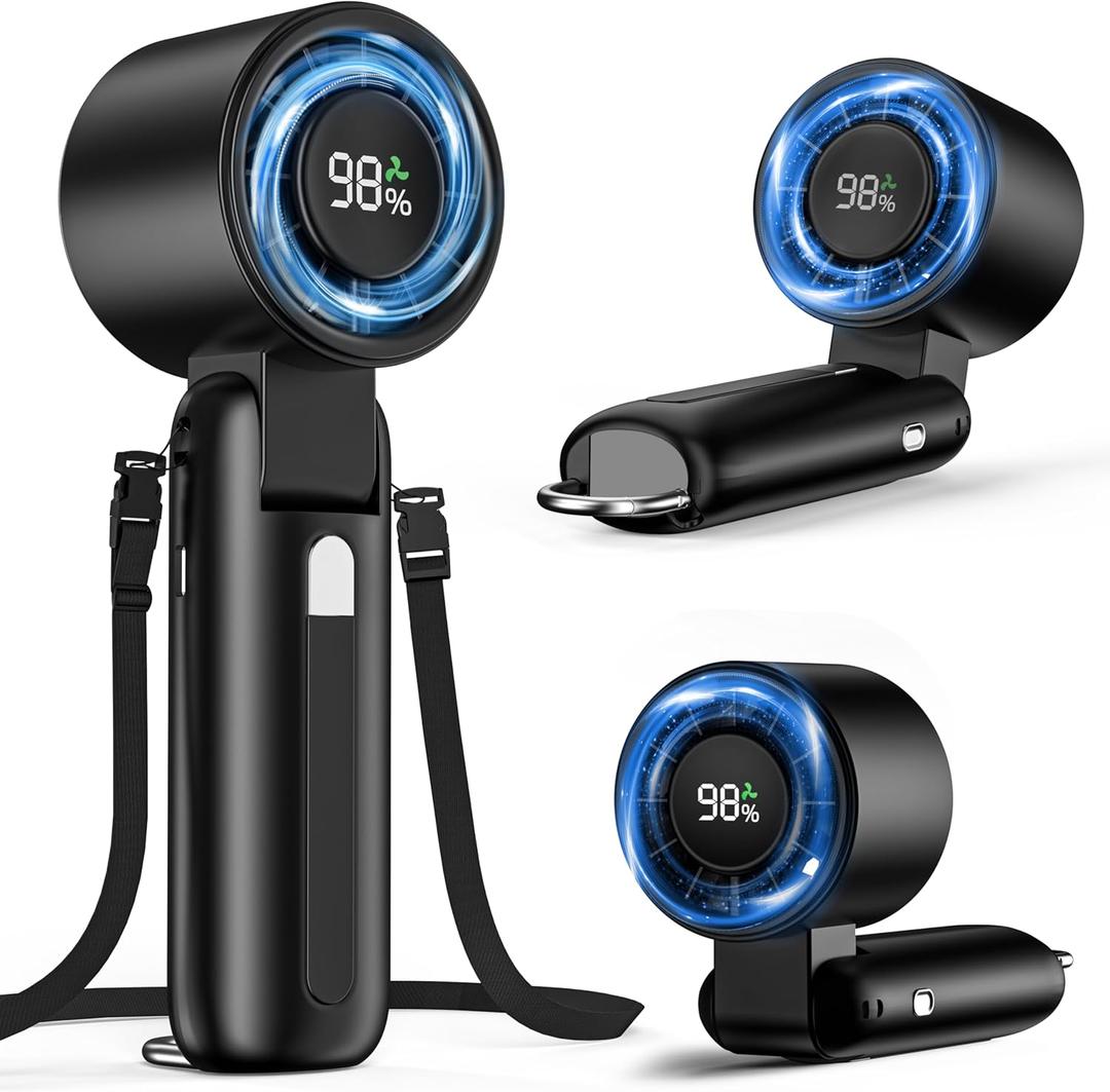 4 in 1 Portable Handheld Turbo Fan, 10000RPM High-Speed Mini, 180 Foldable, 1-100 Speeds, Up to 15H Use, 5000mAh Battery, Powerful Personal Cooling, Hand Held Fan for Travel, Indoor & Outdoor