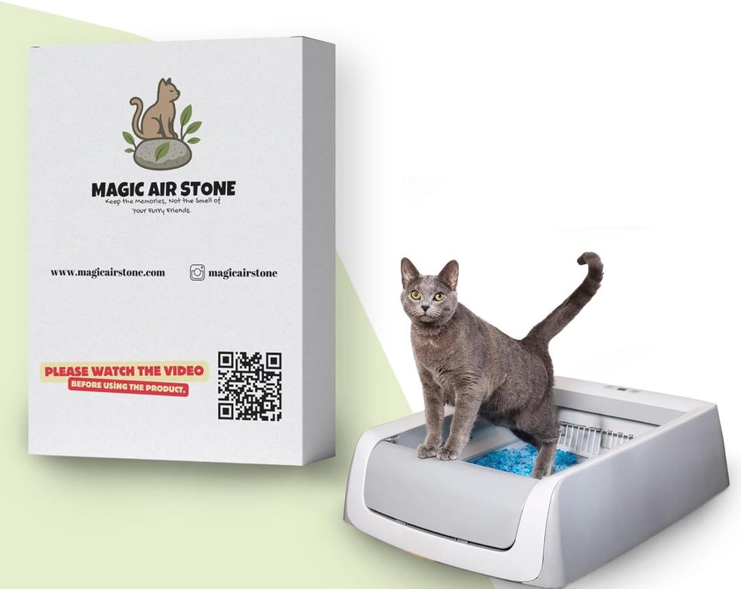 2 x Natural Cat Litter Odor Eliminator Stone  Lifetime Reusable, Odor Neutralizer & Pet-Friendly Air Freshener , Chemical-Free Cat Urine Smell Remover for Litter Box & Home Use