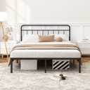 Kujielan 12 inches Queen Size Bed Frame with Minimalist headboard,Metal Platform Base with Strong Metal Slats,Mattress Foundation for Under Bed Storage,Easy Assembly,Black