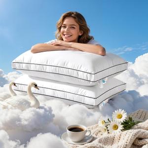 LIANLAM RDS & Oeko‑TEX Certified Hungarian Goose Down Pillow Queen Size 2 Pack, Luxury Hotel Soft Fluffy for Back & Side Sleepers(20"x30",2 Pack)
