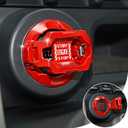 | Tybasthe Push Start Button Cover, Car Engine Start Stop Button Cover Protector, Cool Car Accessories Interior Decor Sticker Motorcycle Key Ignition Switch Cover, Red