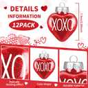 Jutom 12 Pcs Valentine's Day Heart Ornaments for Small Tree Heart Shaped Hanging Ornaments Baubles Painted Kiss Hug Pendant Valentines Hanging Decorations for Party (Red,White,Pink)