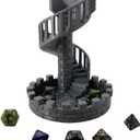 Dice Spiral Staircase Castle Dice Tower Dungeons and Dragons RPG Tabletop Roleplaying Game Jail D&D (Random 7PCS D20 Dice Set Included) Silver