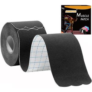 Kinesiology Tape Pro Precut 20 Strips Athletic Sports Waterproof Breathable Latex Free Tape for Ankle Wrists Knee Elastic Running Tennis Swimming Football Sports Activities Tapes (Black)