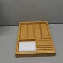 VaeFae Bamboo Silverware Drawer Organizer Kitchen, Expandable Utensil Organizer with Knife Block, Cutlery Tray with Divider, Multifunctional Drawer Organizer (Natural)