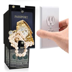 Wall Outlet Safe - Hidden Diversion Safe (Simple Install, Magnetically Attaches For Quick Access) Hiding Places for Valuables | Hide in Plain Sight Key Money Jewelry Cash Holder Safes Outlet Safe Box