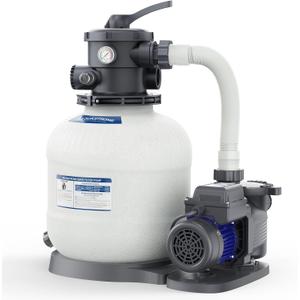 AQUASTRONG 14in Sand Filter Pump for Above Ground Pool with Timer, 2/3 HP Pool Pumps Above Ground 3000 GPH for Pools up to 13000 GAL, Pool Filter with 6-Way Valve, Improved Circulation and Filtration