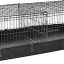 Amazon Basics Leakproof Canvas Bottom Guinea Pig Cage, Easy to Clean Small Animal Habitat with Divider Set, Indoor/Outdoor, Portable, No Tools Needed, 47.6"L x 24.2"W x 14"H, Black