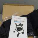 Foldable Rollator Walker with Seat for Seniors, Easy Folding & One-Hand Carry, Walkers for Seniors All-Terrain Wheels, Height Adjustable Lightweight Rolling Walker for Elderly, Black