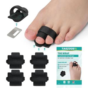 TASZOOS Hammer Toe Straightener Corrector for Women & Men - 4 Pcs Broken Toe Wraps Splint Relief for Curled, Hammer, Crooked, Broken Support (Black) (One Size)