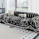 Boho Couch Cover Blanket for Sofa, Boho Chenille Sofa Cover Blanket,Boho Sofas Throw Cover, Chenille Blanket Couch Throw Covers for 2-3 Cushion Couch Pet Friendly Washable(Black, 71"x 118")