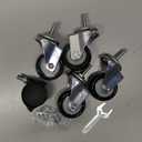 Finnhomy Stem Caster Wheels 2 Inch Heavy Duty Threaded Swivel Casters 1/4" - 20 x 1 Set of 4 for Wire Shelve Wheels P Anti-wear Smooth Casters, Black