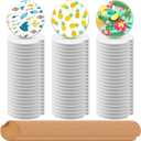 Tioncy 72 Pieces Ceramic Coasters for Crafts, White Sublimation Coaster Blanks, Heat Transfer Ceramic Tiles for DIY Printing, Cork Backing Pads Included (Notched Circle)