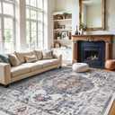 Washable Large 9x12 Area Rug: Living Room Oriental Non Slip Soft Rugs Indoor Low Pile Stain Resistant Carpet for Bedroom Dining Room Farmhouse Distressed Thin Home Decor Floor Mat (9x12 Brick)