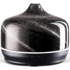 Porseme 500ml Glass Essential Oil Diffuser Aromatherapy Ultrasonic Cool Mist Humidifier 15-21 Running Hours Waterless Auto-Off Air Diffusers for Sleeping Yoga Office Working Spa and Rest (Obsidian)