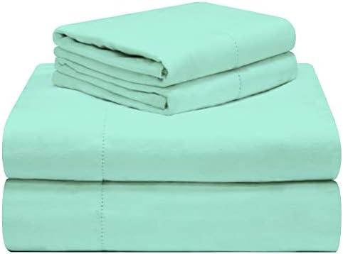 Celeste Home 190 GSM Queen, Turquoise Sheet Set- Warm & Cozy - 100% Cotton Flannel Pre-Shrunk - Extra Soft - Deep Pockets - Easy Fit - Elastic All Around - Comfy - Double Brushed
