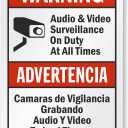 SmartSign "Warning - Audio & Video Surveillance On Duty At All Times" Bilingual Sign | 7" x 10" Aluminum