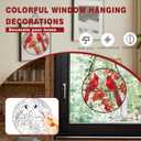 Stained Glass Style Cardinal Suncatcher, 7.87 Inch (20cm) Round Real Glass Window Hanging with Gift Box and Chain, Bird Decor Gift