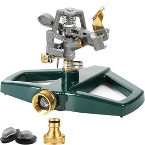 WEMADE Heavy Duty Metal Pulsating Sprinklers for Yard - 360 Degree Roating Automatic Water Sprinkler for Lawn with Metal Base, Impact Sprinklers for Large Area Covers Up to 85 Diameter