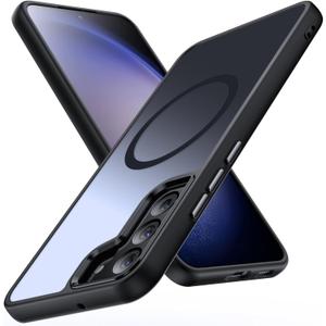 Magnetic for Samsung Galaxy S22 Case,[Compatible with Magnetic],[10 FT Military Grade Drop Protection] Slim Protective Translucent Matte,TPU+PC Luxury Protective Phone Case Black 16-s22-01