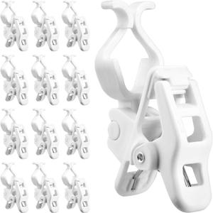 C7 C9 Christmas Lights Universal Spring Clips, 25 Count Quick Spring Clips for Holiday Light Decorations, Shatterproof Shingle and Gutter Clips for E12 E17, Metal Surface Roof Fence Gates, White