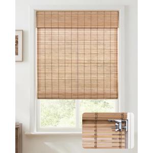 UNISHADES No Drill Cordless Bamboo Roman Shades, 35×72 in, Sand Tan