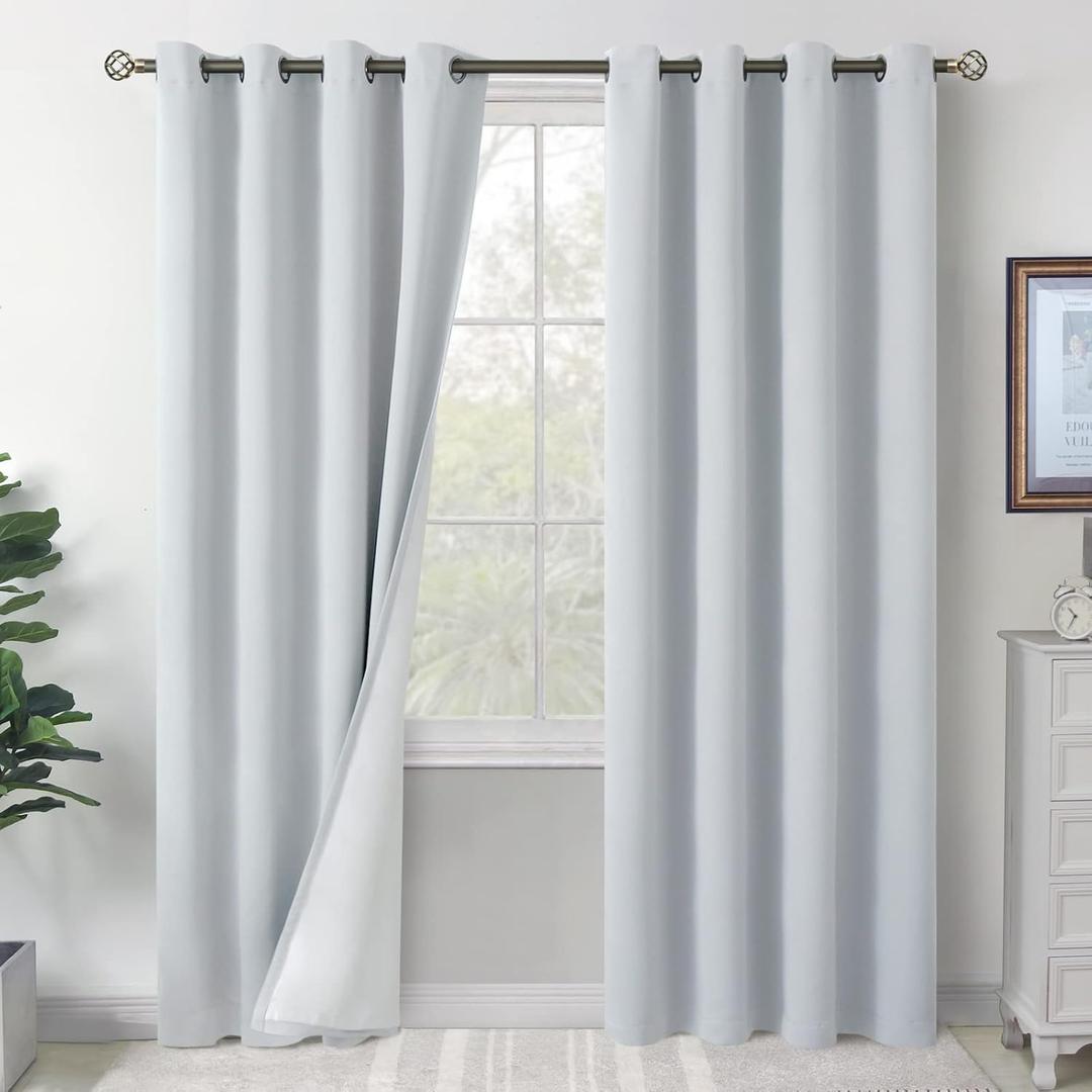 BGment Blackout Curtains for Bedroom 84 Inch Length 2 Panels Set, Thermal Insulated Bedroom Curtains Soundproof Room Darkening Window Curtain Drapes, Each Grommet Curtains 52 Inch Wide, Greyish White