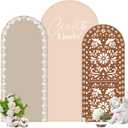 Chunful 3 Pcs Mexican Arch Backdrop Cover Baby Shower Photo Background Decor Vintage 2-Sided Round Top Backdrop Arch Cover for Mexican Wedding Birthday Fiesta Party Decoration 6 ft/5 ft/4 ft (Brown) (Cielito Lindo)