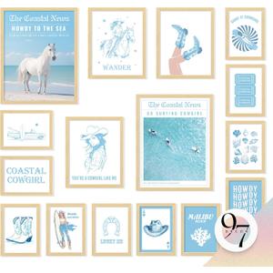97 Decor LARGE 11x14 Coastal Cowgirl Decor Aesthetic - Blue Coastal Cowgirl Wall Art, Preppy Granddaughter Prints For Wall, Beach Room Posters For Teen Girls Bedroom Decorations (Unframed)