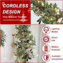 Christmas Garland with Lights, 7.5ft Greenery Pine Garland/Red Berry Garlands, Prelit Garland for Mantle Fireplace Outdoor Thanksgiving Xmas Holiday Decorations (Olive Leaf)