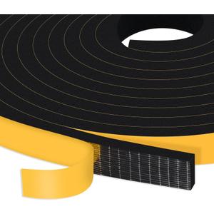 Weather Stripping Door Seal Strip, Strong Adhesive, Lightproof, Noise-Reduction, Weatherproof Foam Tape Insulation for Sliding Door, Front Door Frame, Windows (1/2 in x 1/4 in x 26Ft) (Black)
