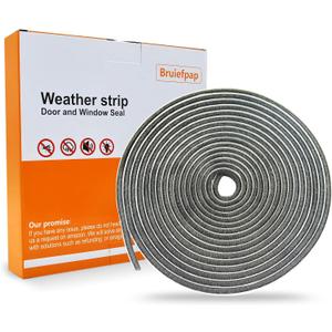 Bruiefpap 39.4FT Weather Stripping for Doors and Windows, Self-Adhesive Window Insulation for Winter, Weatherstrip for Draft Stopper, Soundproofing, Dustproof, 0.35'' Wide x 0.35'' Thick, Grey (Gray)