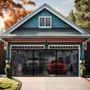 Premium Garage Door Screen for 2 Car Garage 17x8ft, Heavy Duty Durable Fiberglass Screen Mesh with Hook & Loop Tapes, Strips, Doors Screen with Powerful Magnets, Easy to Install (17x8 Black)