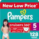 Pampers Diapers - Cruisers 360 - Size 5, 128 Count, Babyproof up to 100% Leakproof Pull-On Diaper