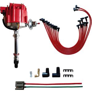 MAS Performance HEI Distributor with Red Cap and Wiring Kit including 65K Coil Compatible with Chevy 305-454 Chevrolet C10 GMC SBC BBC 350-400 4.3L 5.0L 5.7L 6.6L 7.4L